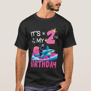 Es ist mein 2. Geburtstag Ninja-Katze reitet Hai Z T-Shirt