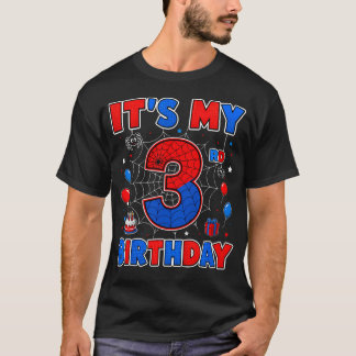 Es ist mein 3. Geburtstag Jungen Spinnennetz Thema T-Shirt
