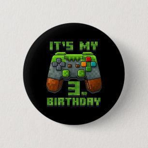 Es ist mein 3. Geburtstag Shirt Gamer Video Pixel  Button