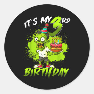 Es ist mein 3. Geburtstag Zombie 3 Jahre alt Frohe Runder Aufkleber
