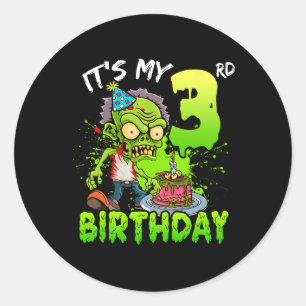 Es ist mein 3. Geburtstag Zombie Lover 3-jährige J Runder Aufkleber