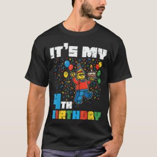 Es ist mein 4. Geburtstag Blocks Man Bricks 4 Jahr T-Shirt