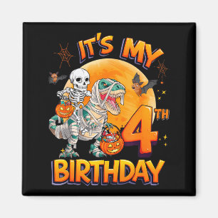 Es ist mein 4. Geburtstag Dinosaurier Skelett Mumi Magnet