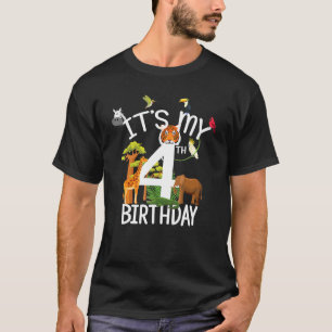 Es ist mein 4. Geburtstag Junge Zoo Thema 4 Jahre  T-Shirt
