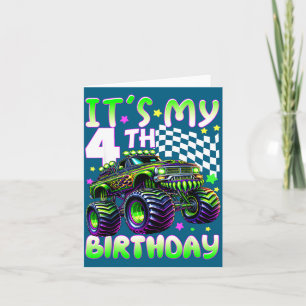 Es ist mein 4. Geburtstag Jungen Monstertruck 4 Ja Karte