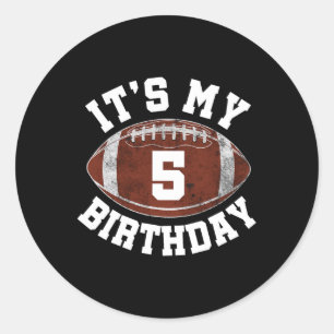 Es ist mein 5. Geburtstag Junge 5 Jahre alter Fußb Runder Aufkleber