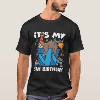 Es ist mein 5. Geburtstag Niedliches Sloth Outfit T-Shirt