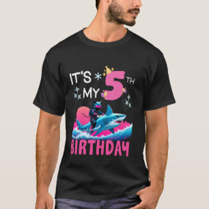 Es ist mein 5. Geburtstag Ninja-Katze reitet Hai 5 T-Shirt