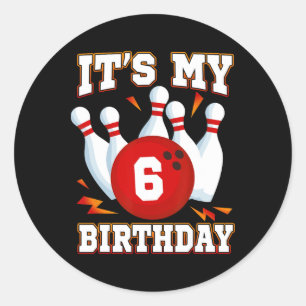 Es ist mein 6. Geburtstag Bowling Thema 6 Jahre al Runder Aufkleber