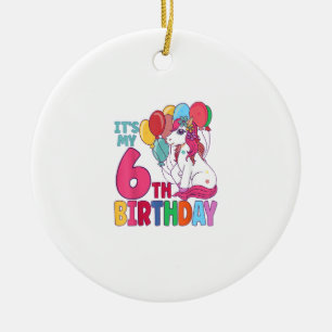 Es ist mein 6. Geburtstag Einhorn Jungen Mädchen K Keramik Ornament