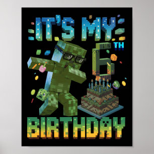 Es ist mein 6. Geburtstag Gamer Pixel Zahl Geburts Poster