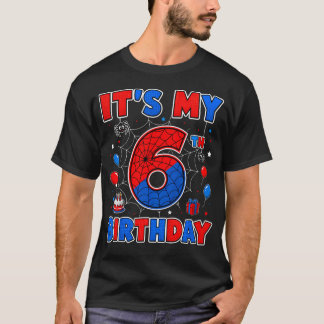 Es ist mein 6. Geburtstag Jungen Spinnennetz Thema T-Shirt