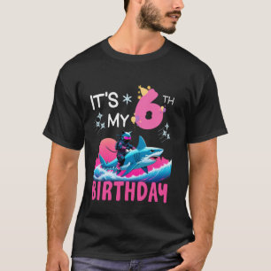 Es ist mein 6. Geburtstag Ninja-Katze reitet Hai 6 T-Shirt