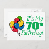 Es ist mein 70. Geburtstag (Ballons) Postkarte (Vorne/Hinten)