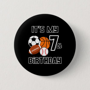 Es ist mein 7. Geburtstag Fußball Bysketbyll Byseb Button