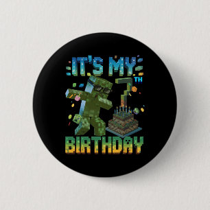 Es ist mein 7. Geburtstag Gamer Pixel Nummer Gebur Button