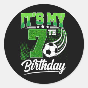 Es ist mein 7. Geburtstag Junge Fußball Ll 7 Jahre Runder Aufkleber