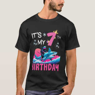 Es ist mein 7. Geburtstag Ninja-Katze reitet Hai 7 T-Shirt