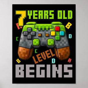 Es ist mein 7. Geburtstag Pixel Gaming Controller  Poster