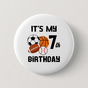 Es ist mein 7. Geburtstag Soccer Sketll Verkauf Fo Button