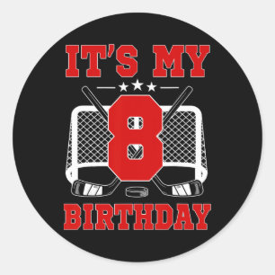Es ist mein 8. Geburtstag Mädchen Eishockey Thema Runder Aufkleber