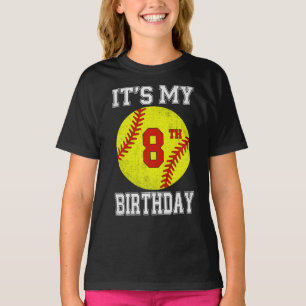 Es ist mein 8. Geburtstag Mädchen Softball 8 Jahre T-Shirt