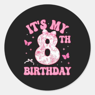 Es ist mein 8. Geburtstag Nk Coquette Bow 8 Jahre Runder Aufkleber