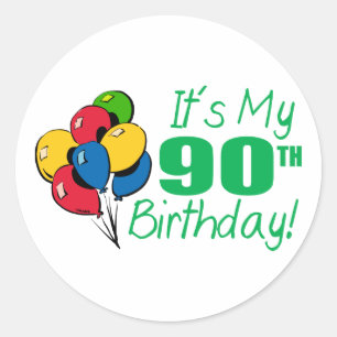 Es ist mein 90. Geburtstag (Ballons) Runder Aufkleber