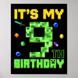Es ist mein 9. Geburtstag 9-jähriger Junge Gamer P Poster