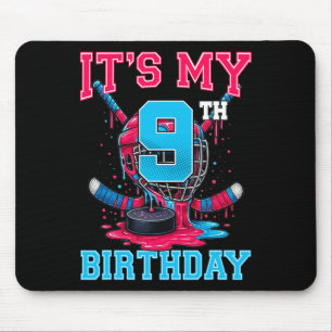 Es ist mein 9. Geburtstag Hockey 9 Jahre altes Eis Mousepad