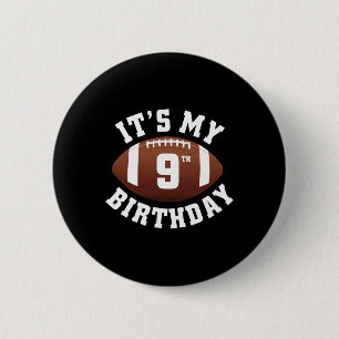 Es ist mein 9. Geburtstag Junge 9 Jahre alter Fußb Button