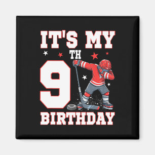Es ist mein 9. Geburtstag Junge Eishockey Dabbing Magnet