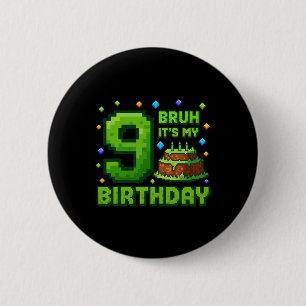 Es ist mein 9. Geburtstag Junge Gamer Pixel 9 Jahr Button