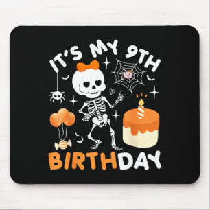 Es ist mein 9. Geburtstag Lustiger Halloween-Skele Mousepad