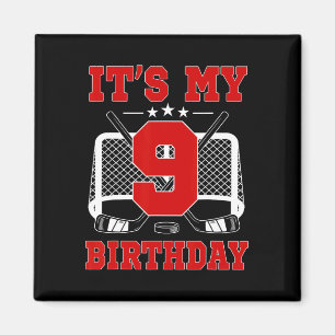 Es ist mein 9. Geburtstag Mädchen Eishockey Thema Magnet