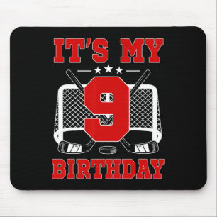 Es ist mein 9. Geburtstag Mädchen Eishockey Thema  Mousepad