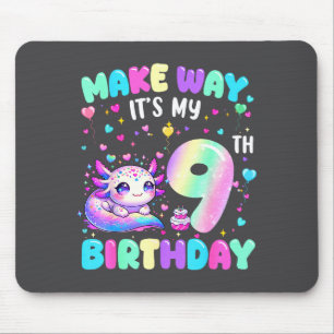 Es ist mein 9. Geburtstag Mädchen Süßer Axolotl 9 Mousepad