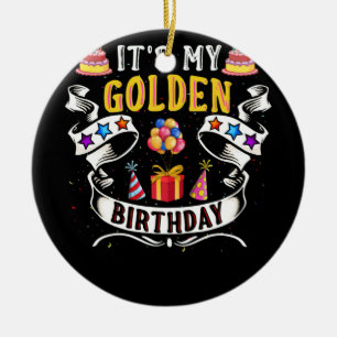 Es ist mein Cooler Geburtstag, mein goldener Gebur Keramik Ornament