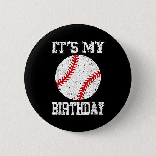 Es ist mein Geburtstag Baseball Vintage Stil Button (Vorderseite)