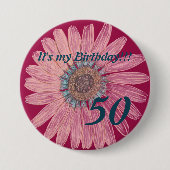 Es ist mein Geburtstag! Blume 50. Button (Vorderseite)