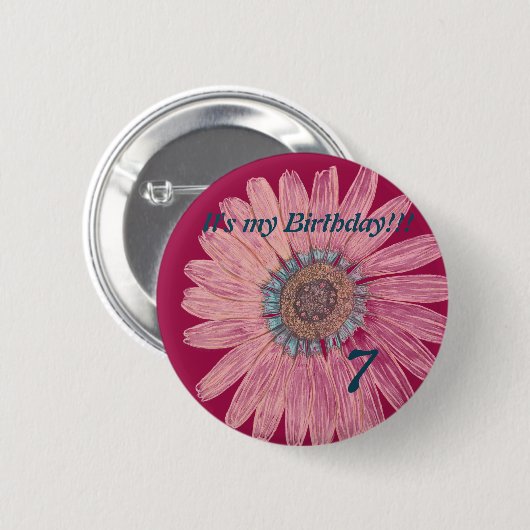 Es ist mein Geburtstag! Blume 7. Button (Vorne & Hinten)