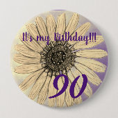 Es ist mein Geburtstag! Blume 90. Geburtstag Button (Vorderseite)