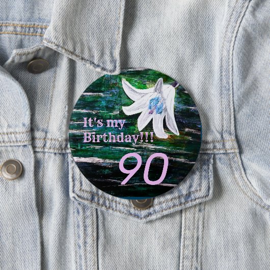 Es ist mein Geburtstag! Blume 90. Geburtstag Button (Beispiel)