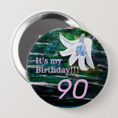 Es ist mein Geburtstag! Blume 90. Geburtstag Button (Vorne & Hinten)