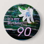 Es ist mein Geburtstag! Blume 90. Geburtstag Button (Vorderseite)