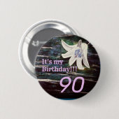 Es ist mein Geburtstag! Blume 90. Geburtstag Button (Vorne & Hinten)