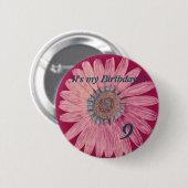 Es ist mein Geburtstag! Blume 9. Geburtstag Button (Vorne & Hinten)