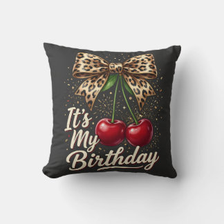Es ist mein Geburtstag Cute Cherry Leopard Coquett Kissen