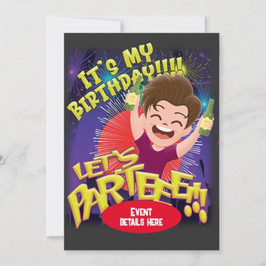 Es ist mein Geburtstag - Lasst uns Parteeee! Einladung (Vorderseite)