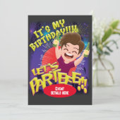 Es ist mein Geburtstag - Lasst uns Parteeee! Einladung (Stehend Vorderseite)
